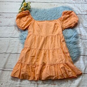 1. STATE Tie Back Puff Sleeve Linen Blend Mini Dress sz L